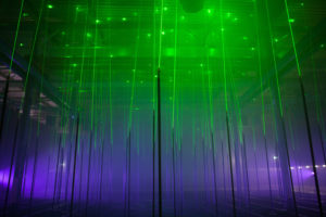 Laser light forest - viewers can interact and move the 'trees' 